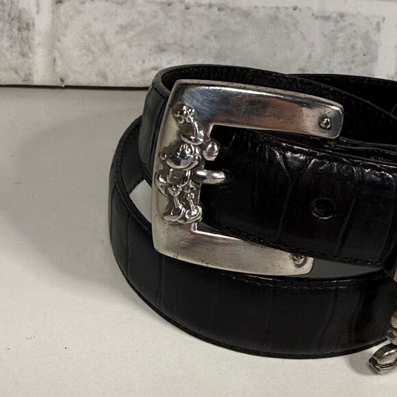 Brighton x Disney Mickey Mouse Black Silver Charm Belt  Size Medium